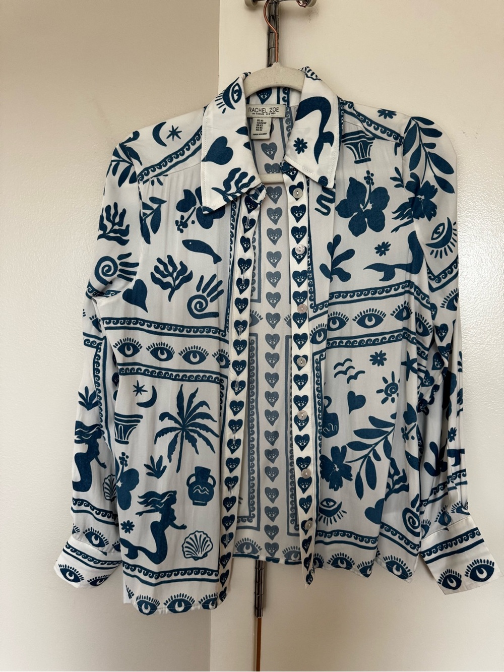 Rachel Zoe White & Navy button down